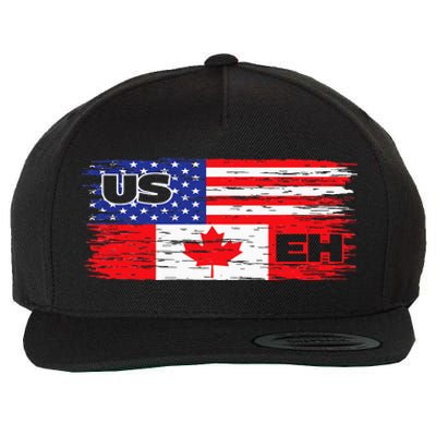 US EH Canada America Flag Maple Leaf Proud Canuck Roots Wool Snapback Cap