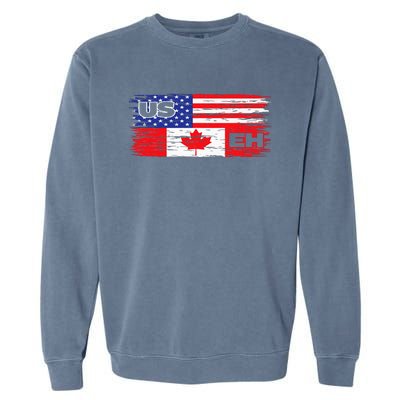 US EH Canada America Flag Maple Leaf Proud Canuck Roots Garment-Dyed Sweatshirt