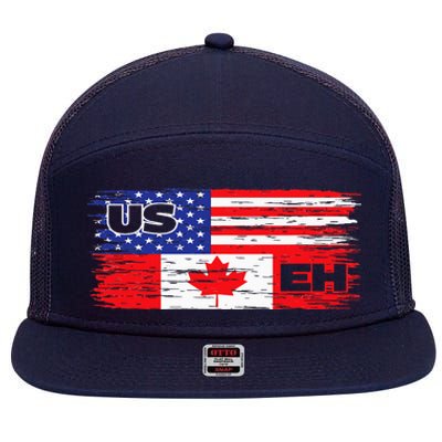 US EH Canada America Flag Maple Leaf Proud Canuck Roots 7 Panel Mesh Trucker Snapback Hat