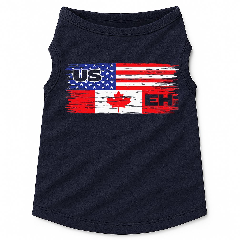 US EH Canada America Flag Maple Leaf Proud Canuck Roots Doggie Tank