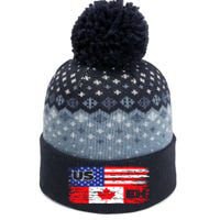 US EH Canada America Flag Maple Leaf Proud Canuck Roots The Baniff Cuffed Pom Beanie