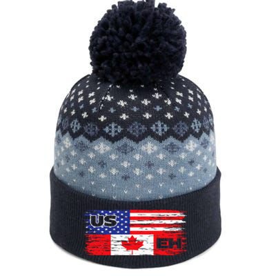 US EH Canada America Flag Maple Leaf Proud Canuck Roots The Baniff Cuffed Pom Beanie