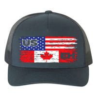 US EH Canada America Flag Maple Leaf Proud Canuck Roots Yupoong Adult 5-Panel Trucker Hat