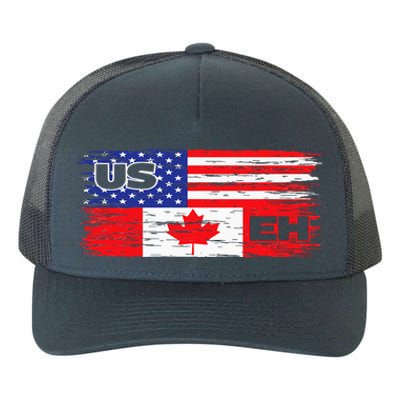 US EH Canada America Flag Maple Leaf Proud Canuck Roots Yupoong Adult 5-Panel Trucker Hat