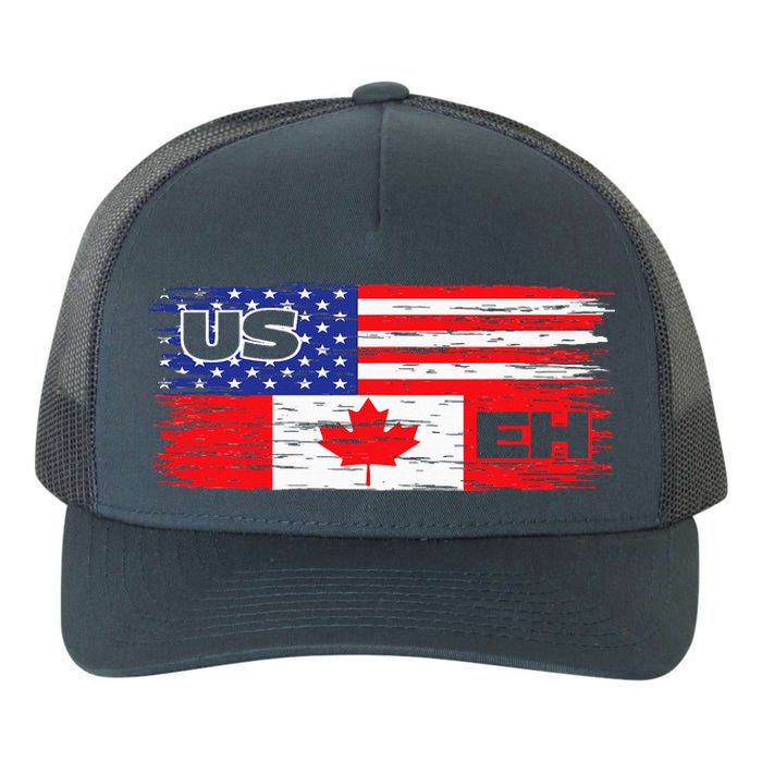 US EH Canada America Flag Maple Leaf Proud Canuck Roots Yupoong Adult 5-Panel Trucker Hat