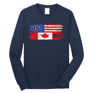 US EH Canada America Flag Maple Leaf Proud Canuck Roots Long Sleeve Shirt