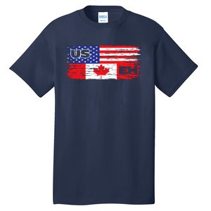 US EH Canada America Flag Maple Leaf Proud Canuck Roots Tall T-Shirt