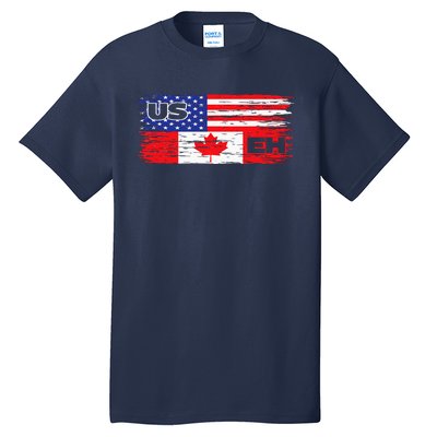 US EH Canada America Flag Maple Leaf Proud Canuck Roots Tall T-Shirt