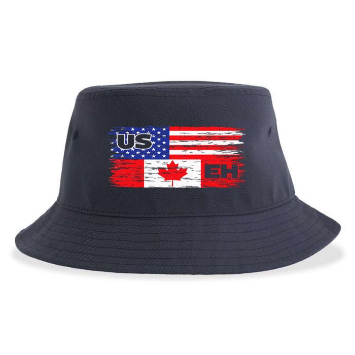 US EH Canada America Flag Maple Leaf Proud Canuck Roots Sustainable Bucket Hat