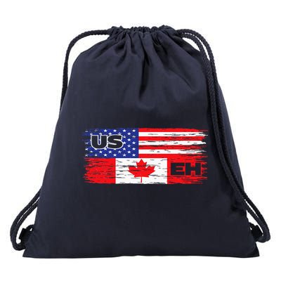US EH Canada America Flag Maple Leaf Proud Canuck Roots Drawstring Bag