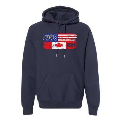 US EH Canada America Flag Maple Leaf Proud Canuck Roots Premium Hoodie