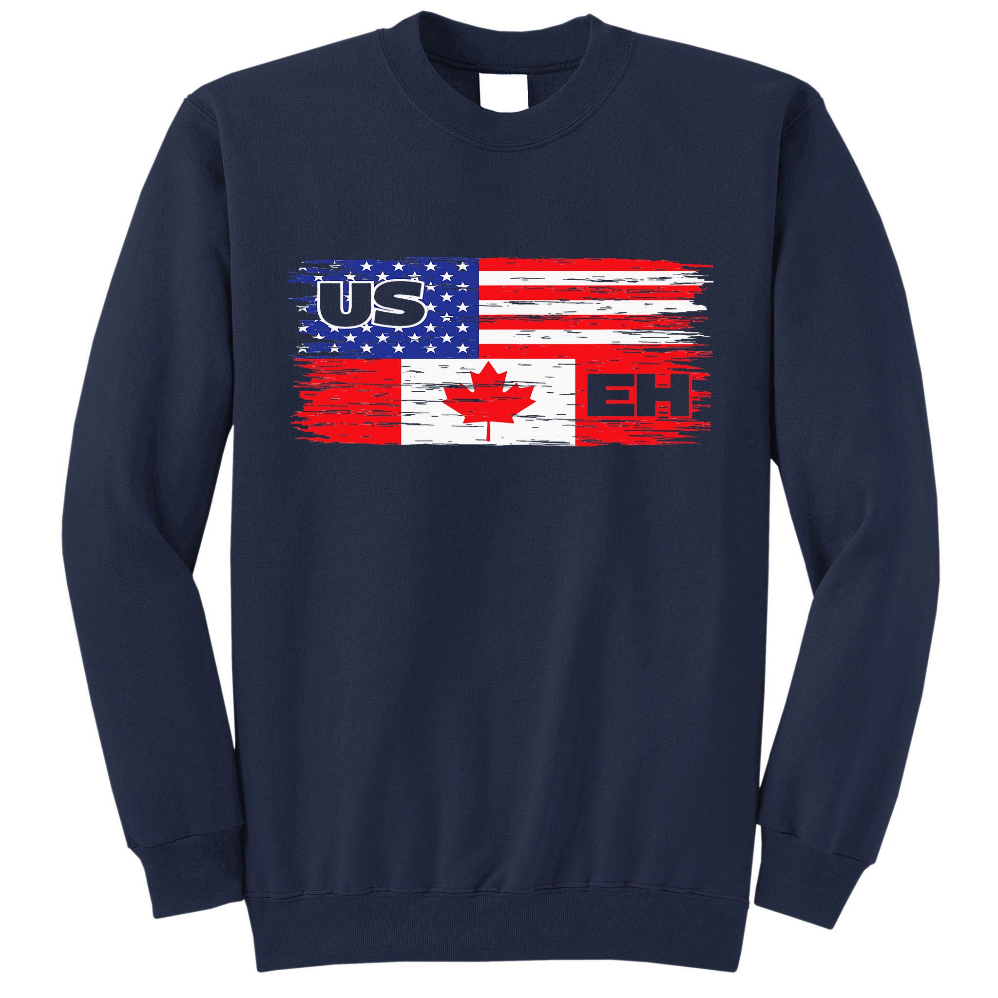 US EH Canada America Flag Maple Leaf Proud Canuck Roots Tall Sweatshirt