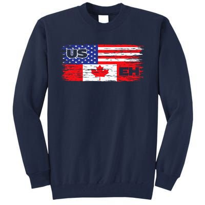 US EH Canada America Flag Maple Leaf Proud Canuck Roots Tall Sweatshirt