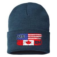 US EH Canada America Flag Maple Leaf Proud Canuck Roots Sustainable Knit Beanie