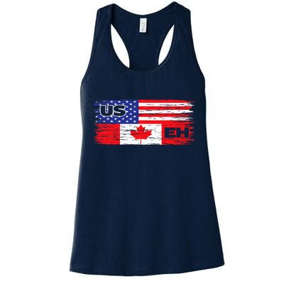 US EH Canada America Flag Maple Leaf Proud Canuck Roots Womens Tank Top
