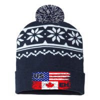 US EH Canada America Flag Maple Leaf Proud Canuck Roots USA-Made Snowflake Beanie