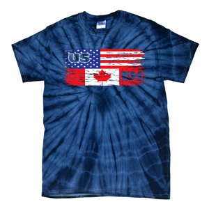 US EH Canada America Flag Maple Leaf Proud Canuck Roots Tie-Dye T-Shirt