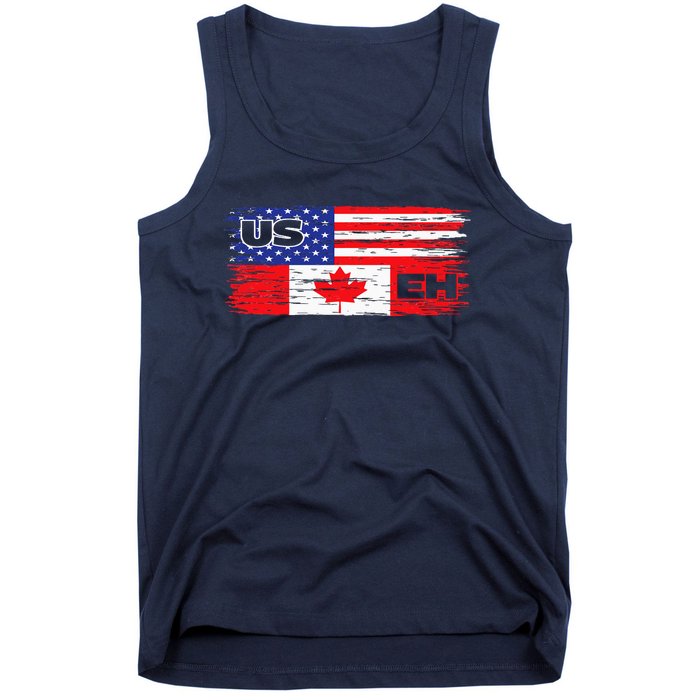 US EH Canada America Flag Maple Leaf Proud Canuck Roots Tank Top