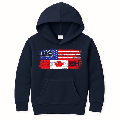US EH Canada America Flag Maple Leaf Proud Canuck Roots Kids Hoodie
