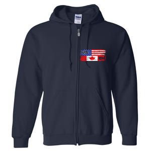 US EH Canada America Flag Maple Leaf Proud Canuck Roots Full Zip Hoodie