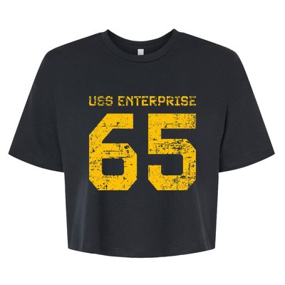 Uss Enterprise Cvn65 Aircraft Carrier Distressed Style Bella+Canvas Jersey Crop Tee