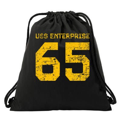 Uss Enterprise Cvn65 Aircraft Carrier Distressed Style Drawstring Bag