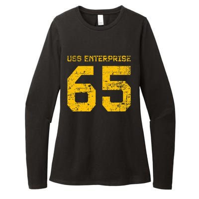 Uss Enterprise Cvn65 Aircraft Carrier Distressed Style Womens CVC Long Sleeve Shirt