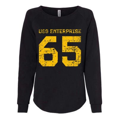 Uss Enterprise Cvn65 Aircraft Carrier Distressed Style Womens California Wash Sweatshirt