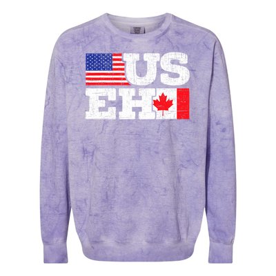 US EH Canada America Flag Maple Leaf Proud Canuck Roots Colorblast Crewneck Sweatshirt