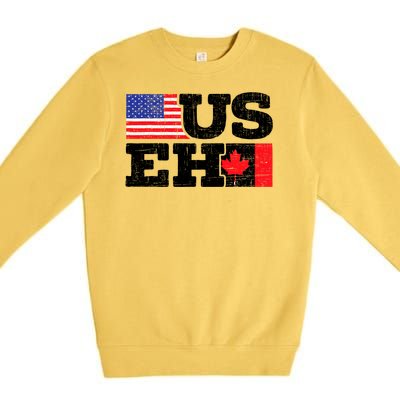 US EH Canada America Flag Maple Leaf Proud Canuck Roots Premium Crewneck Sweatshirt