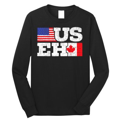 US EH Canada America Flag Maple Leaf Proud Canuck Roots Long Sleeve Shirt