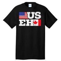 US EH Canada America Flag Maple Leaf Proud Canuck Roots Tall T-Shirt