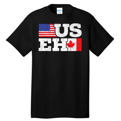 US EH Canada America Flag Maple Leaf Proud Canuck Roots Tall T-Shirt