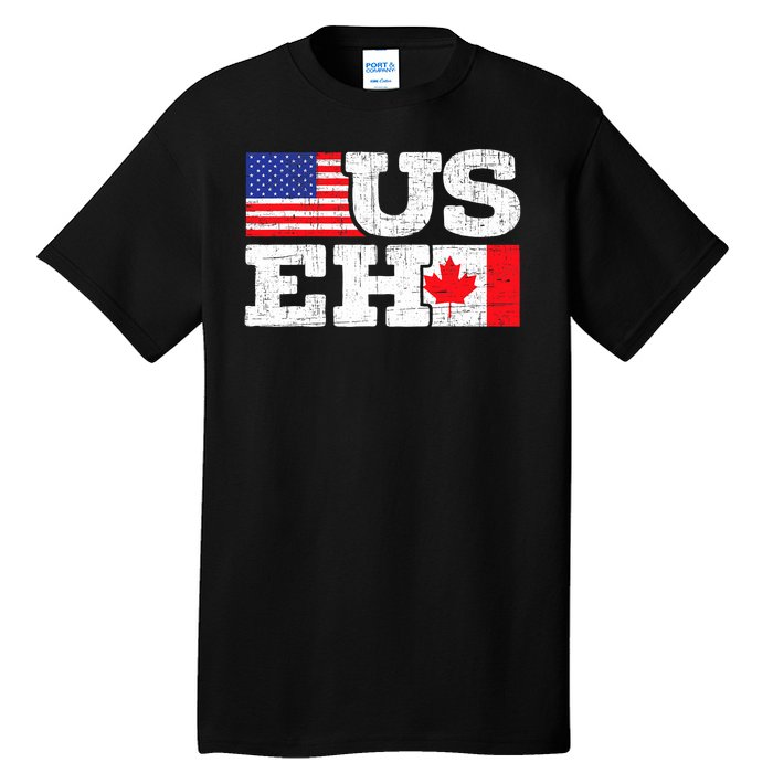 US EH Canada America Flag Maple Leaf Proud Canuck Roots Tall T-Shirt