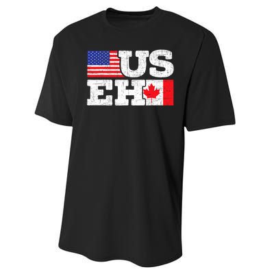 US EH Canada America Flag Maple Leaf Proud Canuck Roots Performance Sprint T-Shirt