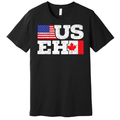 US EH Canada America Flag Maple Leaf Proud Canuck Roots Premium T-Shirt