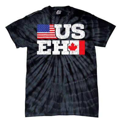 US EH Canada America Flag Maple Leaf Proud Canuck Roots Tie-Dye T-Shirt