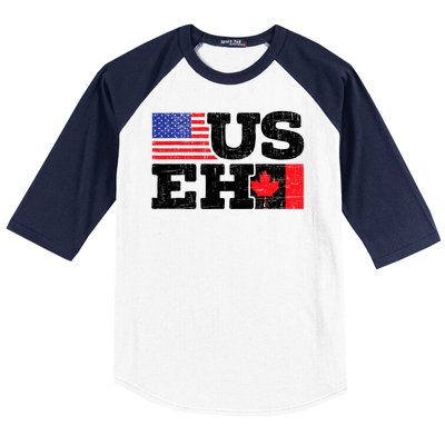 US EH Canada America Flag Maple Leaf Proud Canuck Roots Baseball Sleeve Shirt