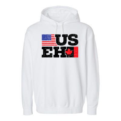 US EH Canada America Flag Maple Leaf Proud Canuck Roots Garment-Dyed Fleece Hoodie