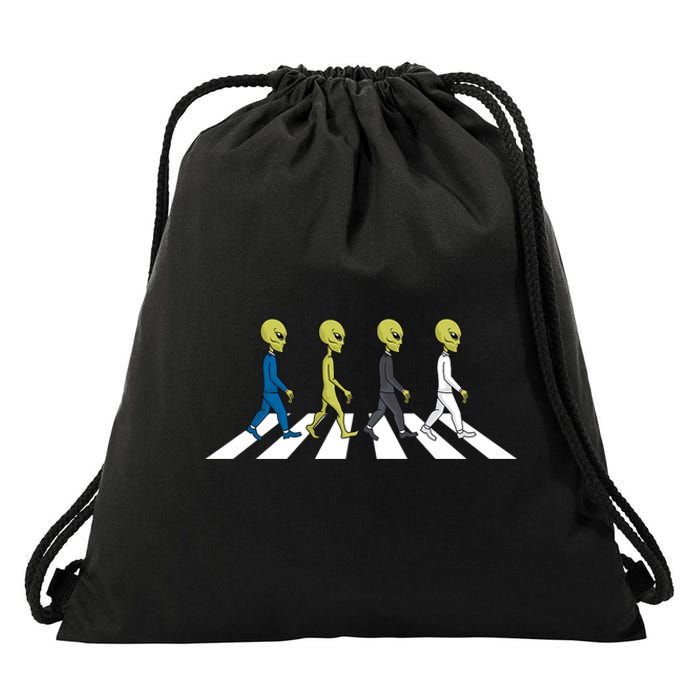 Ufo Extraterrestrial Crossing Alien Drawstring Bag