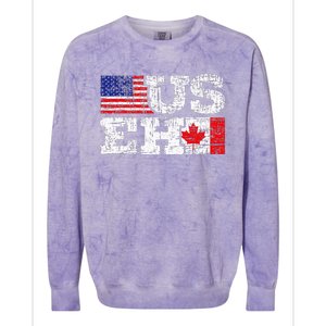 Us Eh Canada America Flag Maple Leaf Proud Canuck Roots Colorblast Crewneck Sweatshirt