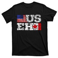 Us Eh Canada America Flag Maple Leaf Proud Canuck Roots T-Shirt