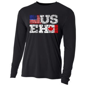 Us Eh Canada America Flag Maple Leaf Proud Canuck Roots Cooling Performance Long Sleeve Crew