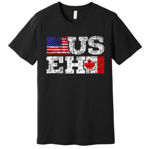 Us Eh Canada America Flag Maple Leaf Proud Canuck Roots Premium T-Shirt