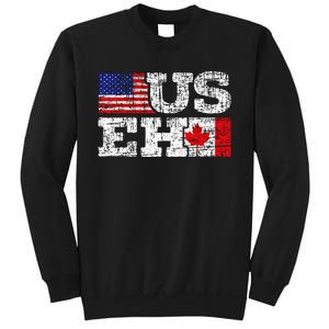 Us Eh Canada America Flag Maple Leaf Proud Canuck Roots Tall Sweatshirt