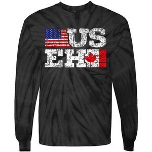 Us Eh Canada America Flag Maple Leaf Proud Canuck Roots Tie-Dye Long Sleeve Shirt