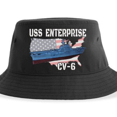 Uss Enterprise Cv6 Aircraft Carrier Veterans Day Father Day Sustainable Bucket Hat