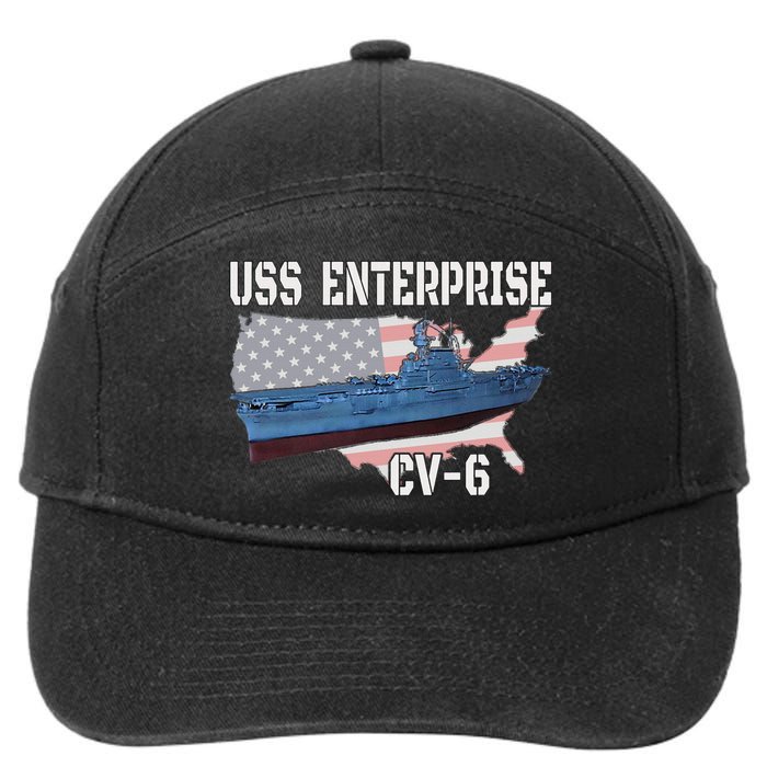 Uss Enterprise Cv6 Aircraft Carrier Veterans Day Father Day 7-Panel Snapback Hat