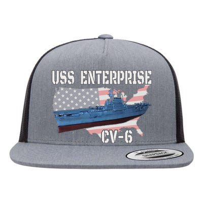 Uss Enterprise Cv6 Aircraft Carrier Veterans Day Father Day Flat Bill Trucker Hat