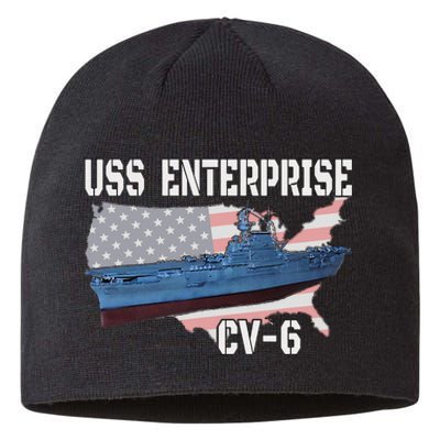 Uss Enterprise Cv6 Aircraft Carrier Veterans Day Father Day Sustainable Beanie